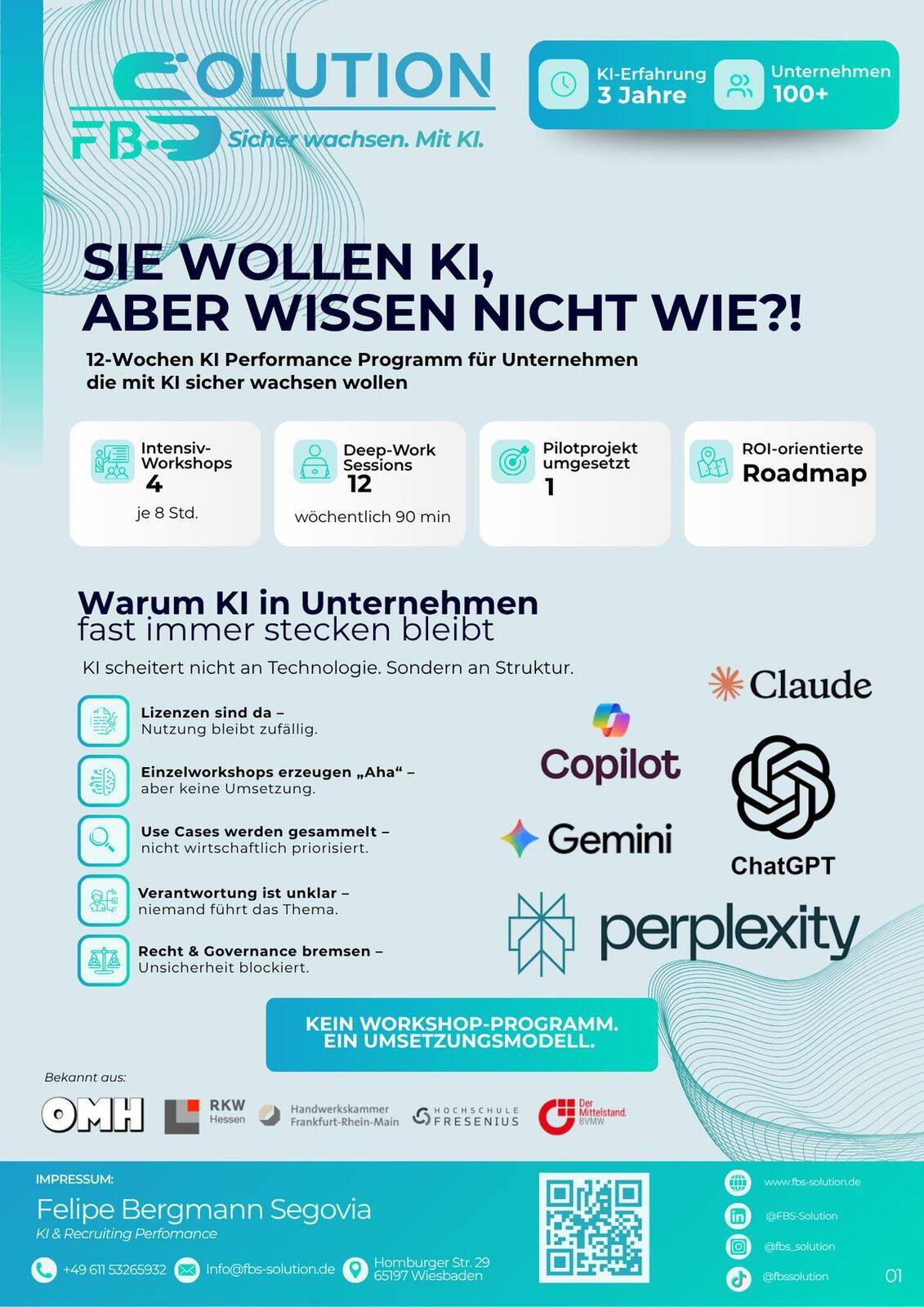 Broschüre ChatGPT & Copilot Schulung für Unternehmen — Innenseite