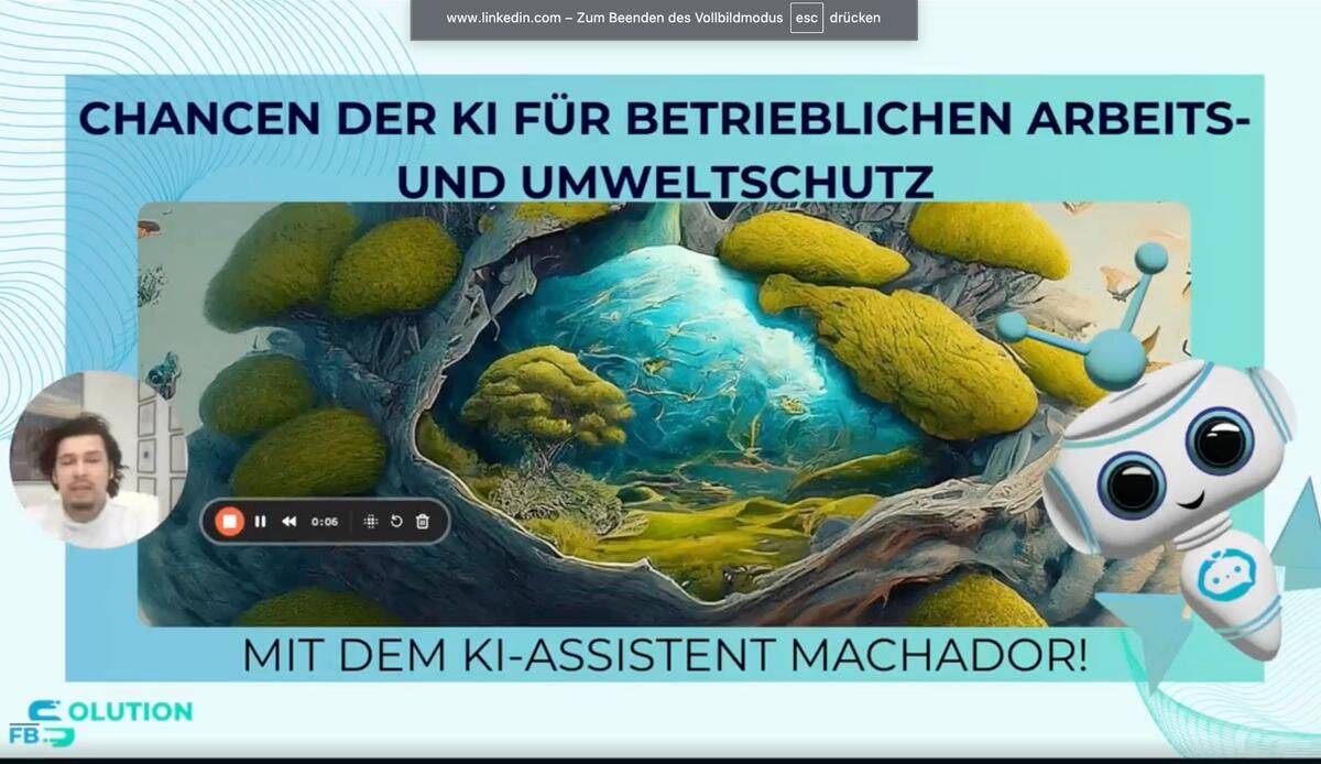 Felipe Bergmann Segovia präsentiert Machador KI-Plattform im Workshop für betrieblichen Arbeits- und Umweltschutz bei RKW Hessen